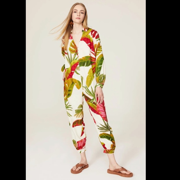 FARM Rio Pants - FARM Rio Spring Forest Jumpsuit Sz XS